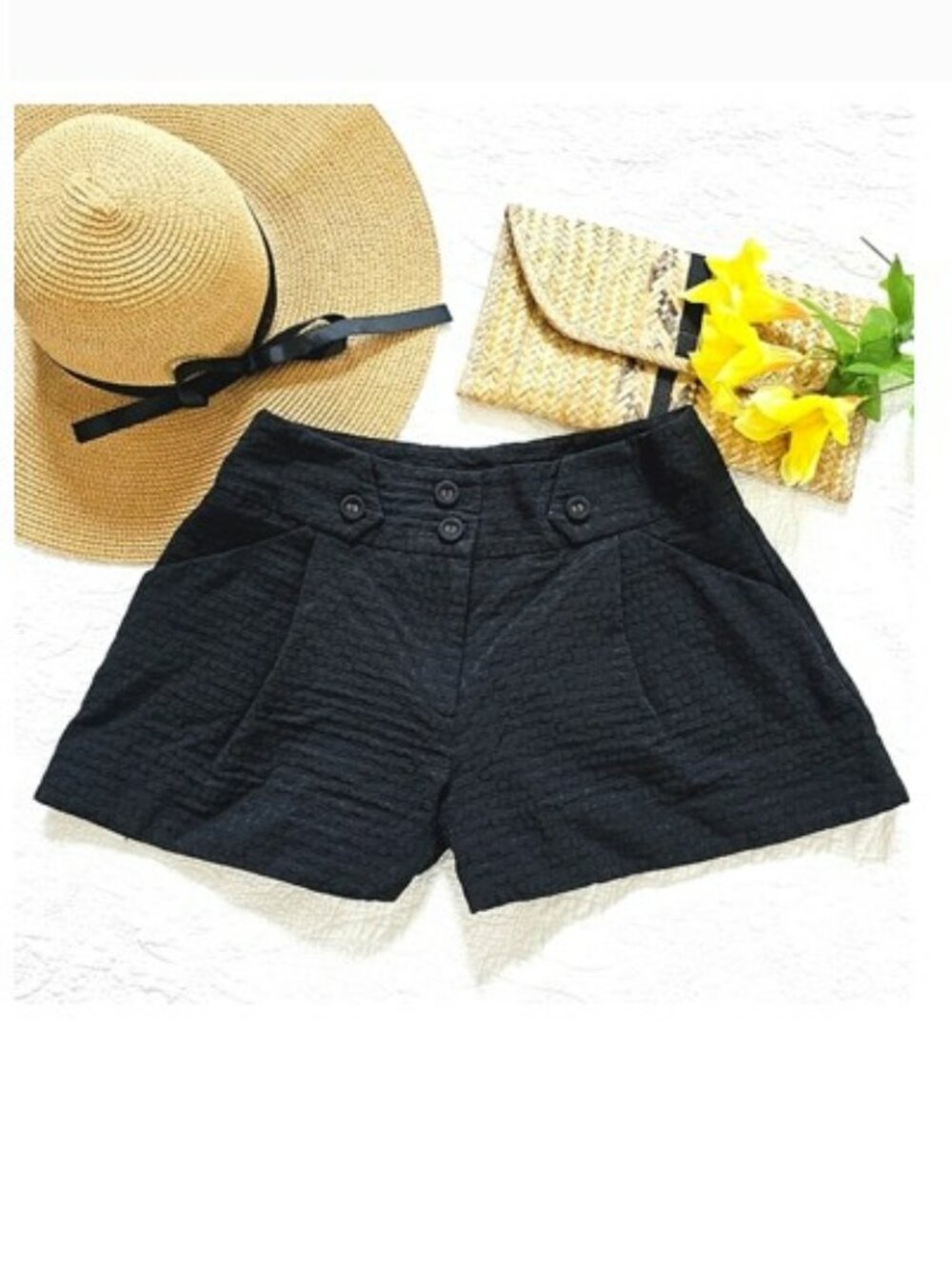 Asos Women's Shorts Size 6 Black Wide Leg Pleats Pockets Outdoors Casual Spring